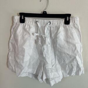 NWOT C&C California 100% Linen White Drawstring Shorts Women's Size M Summer